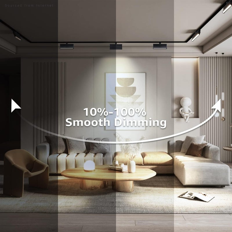 LEONLITE رؤوس إضاءة LED قابلة للتعتيم 24 واط 3CCT، لسكك H، 100-277 فولت، مدرجة من ETL، 2700K/3000K/4000K، CRI90، 1300LM، مصابيح سقف خالية من الوميض للفن، باللون الأسود، عبوة من 2 - Image 4